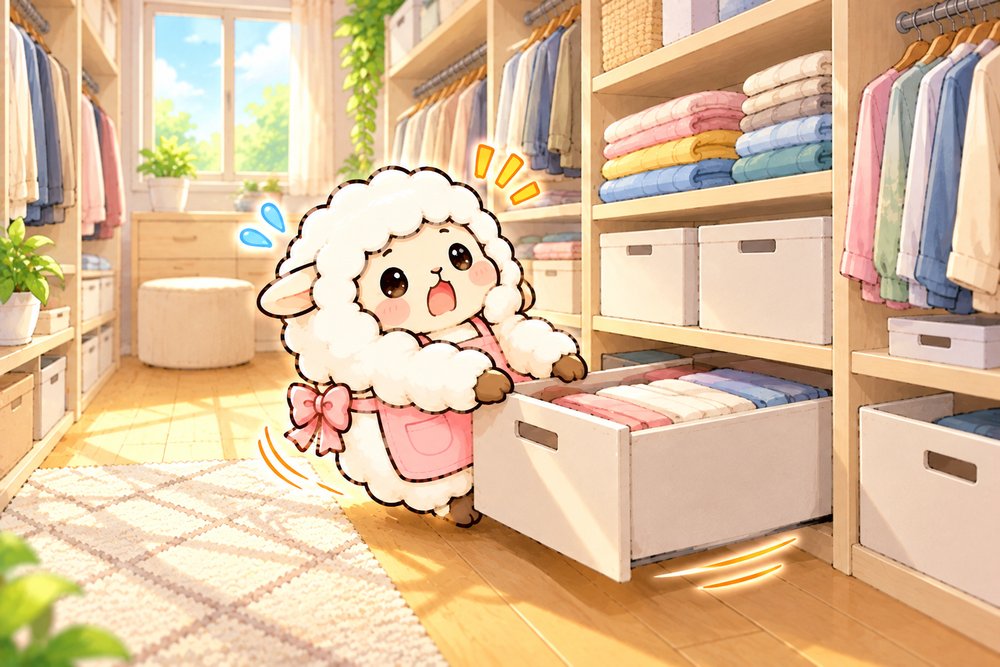 引き出しが全部出てきて驚くひつじのナビ助